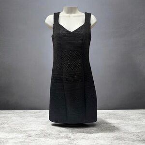 Black Rinascimento V-neck bandage Textured Sleeveless cocktail mini Dress Size M